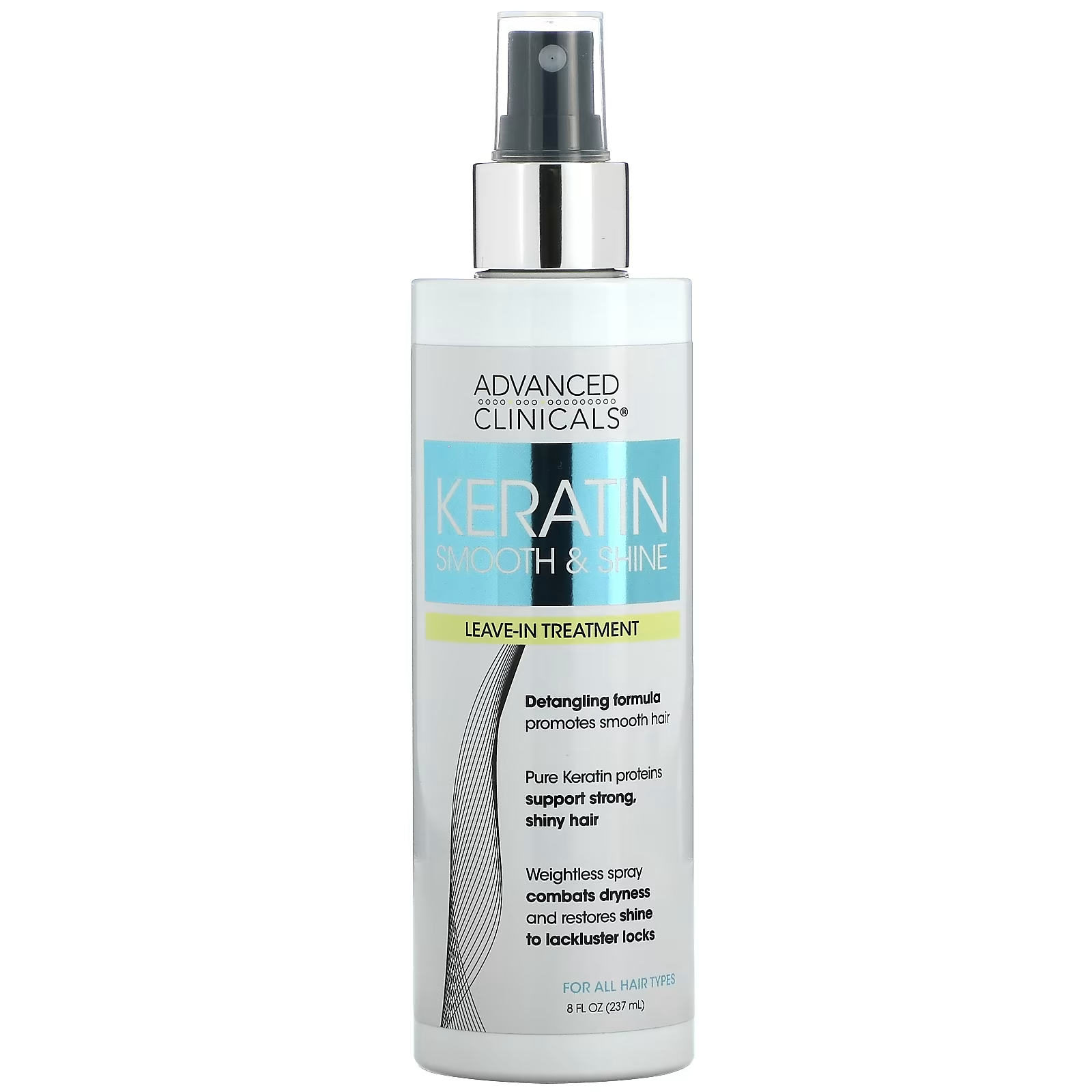 Advanced Clinicals Keratin Smooth & Shine Leave in Treatment conditioner spray 237 ml