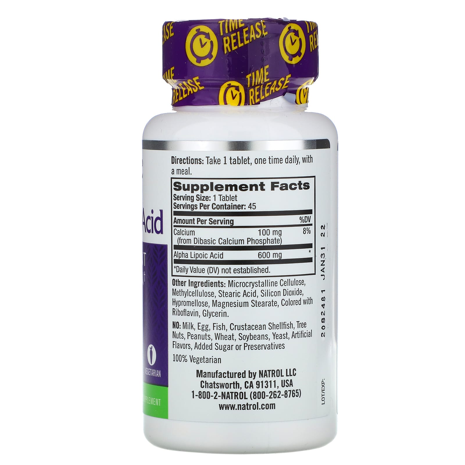 Natrol Alpha Lipoic Acid 600 mg Time Release antioxidant - 45 Tablets