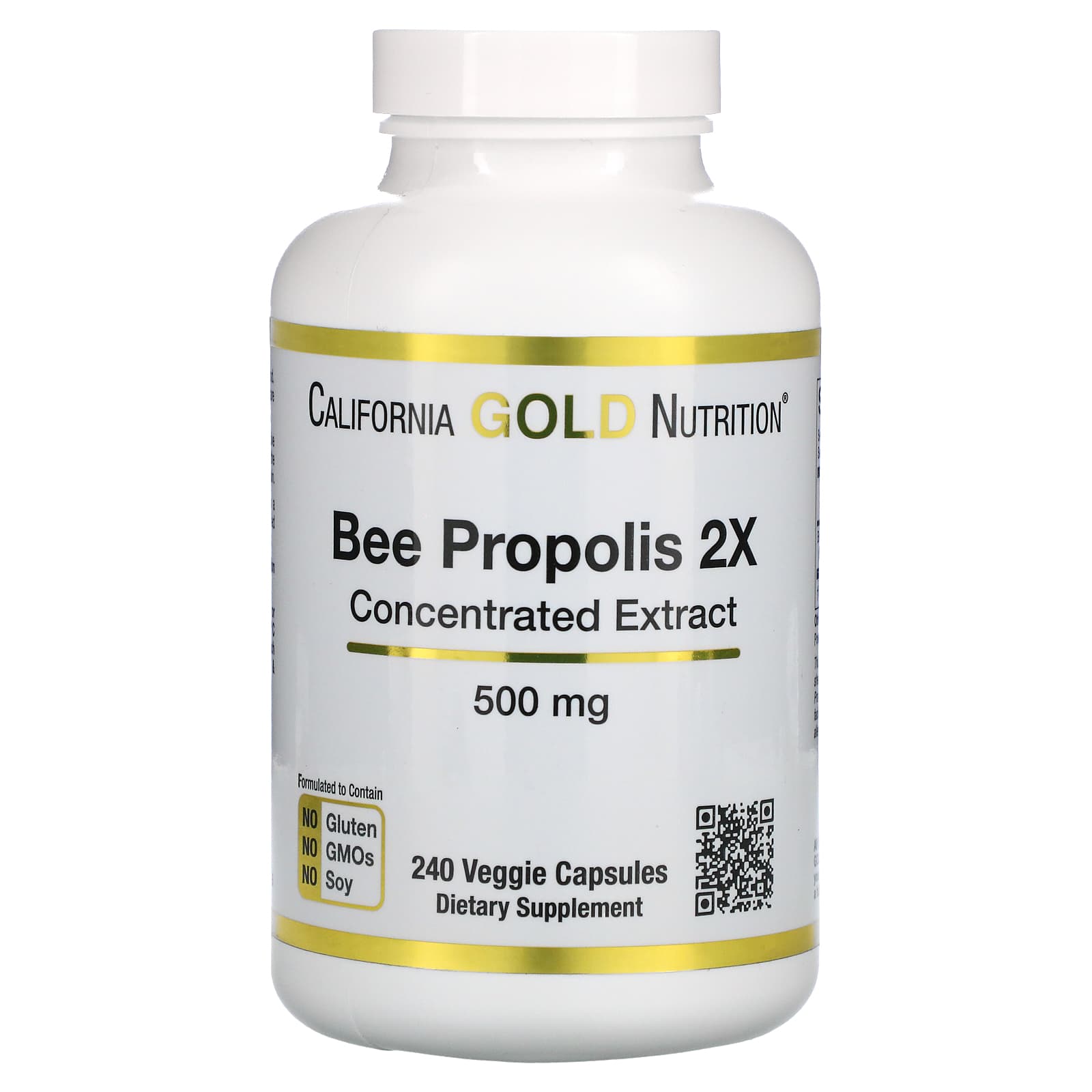 California Gold Nutrition Bee Propolis 2X Concentrated Extract 500 mg - 240 Veggie Caps