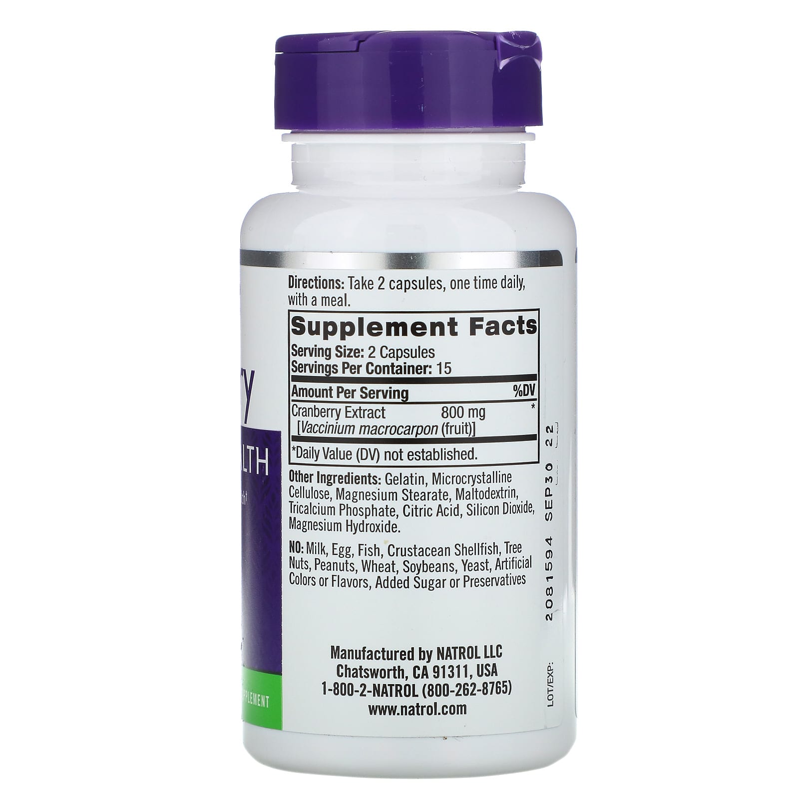 Natrol cranberry 800mg capsules women's health fast dissolve - 30 capsules