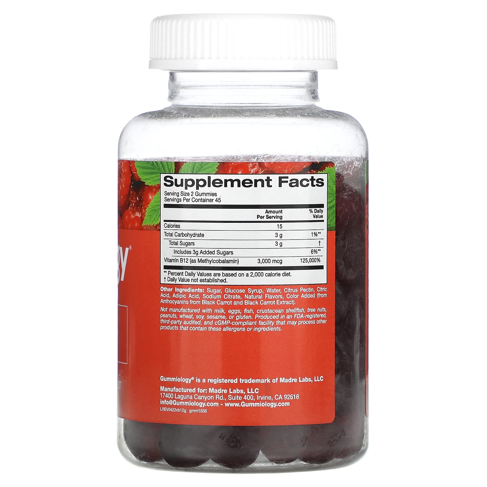 Gummiology Vitamin B12 Gummies - Raspberry 90 Gummies