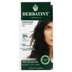 Herbatint permanent haircolor gel 3N dark chestnut with 8 certified herbal extracts to leave a long-lasting color - 4.56 fl oz (135 ml)