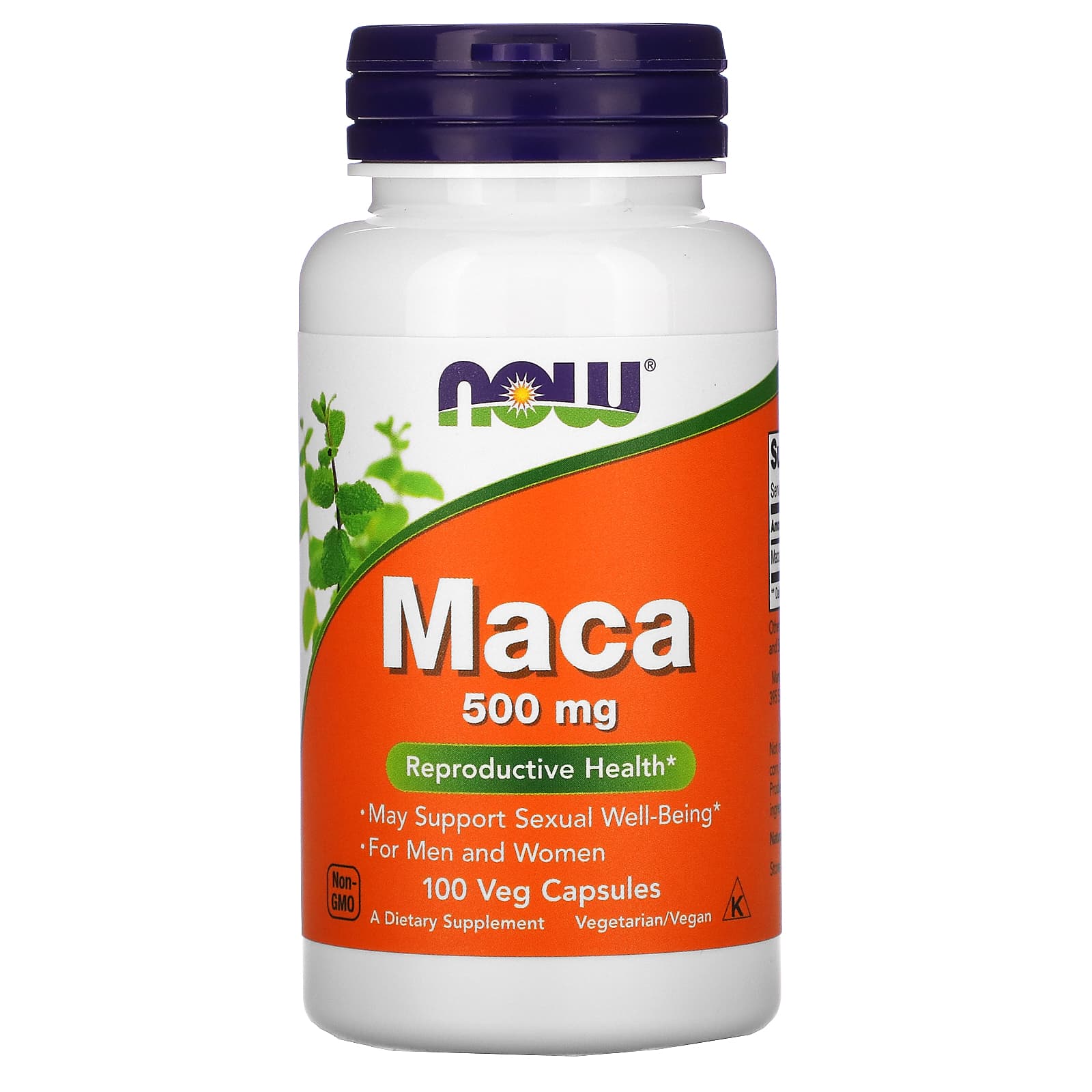 NOW Foods Maca 500 mg vegetarian dietary supplements - 100 Veg Capsules