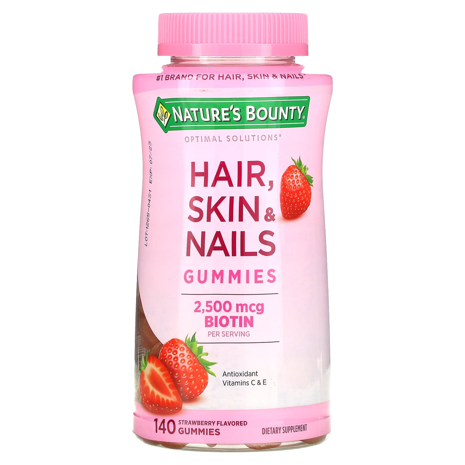 Nature's bounty hair skin and nails gummies with 2500 mcg biotin to promote healthy appearance - 140 Gummies Strawbery Flavored