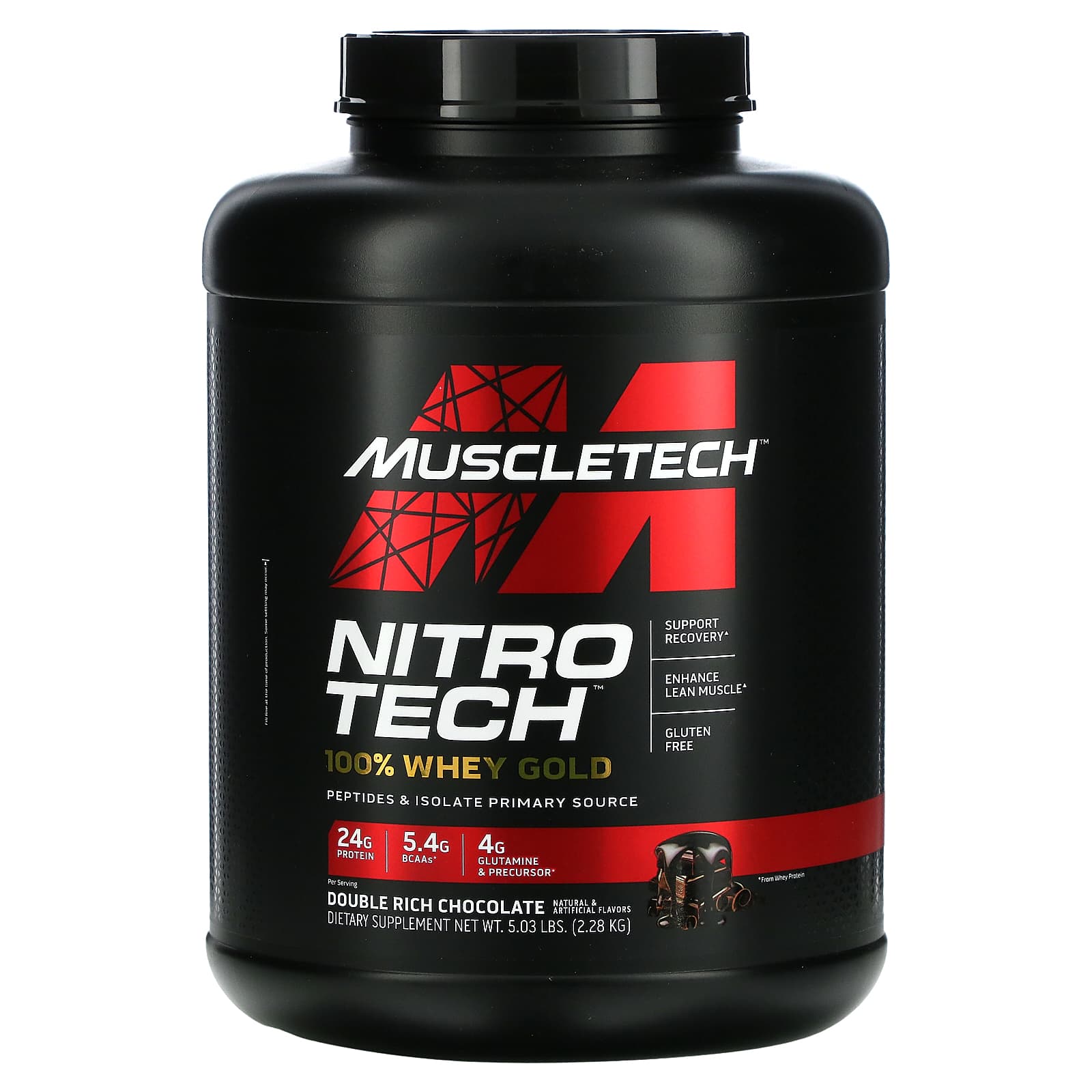 Nitro Tech 100% Whey Gold - Double Rich Chocolate - 5.03 lbs (2.28 kg) - MuscleTech