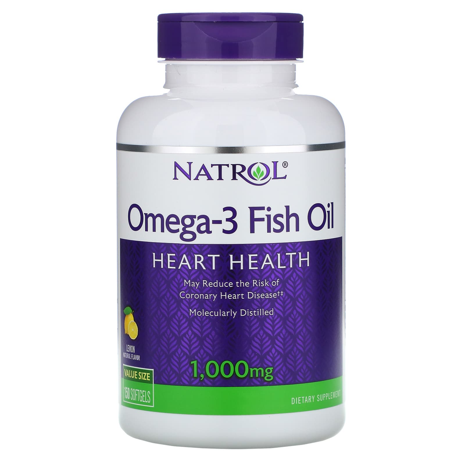 Natrol Omega 3 Fish Oil Natural Lemon Flavor - 1000 mg x 150 soft gels