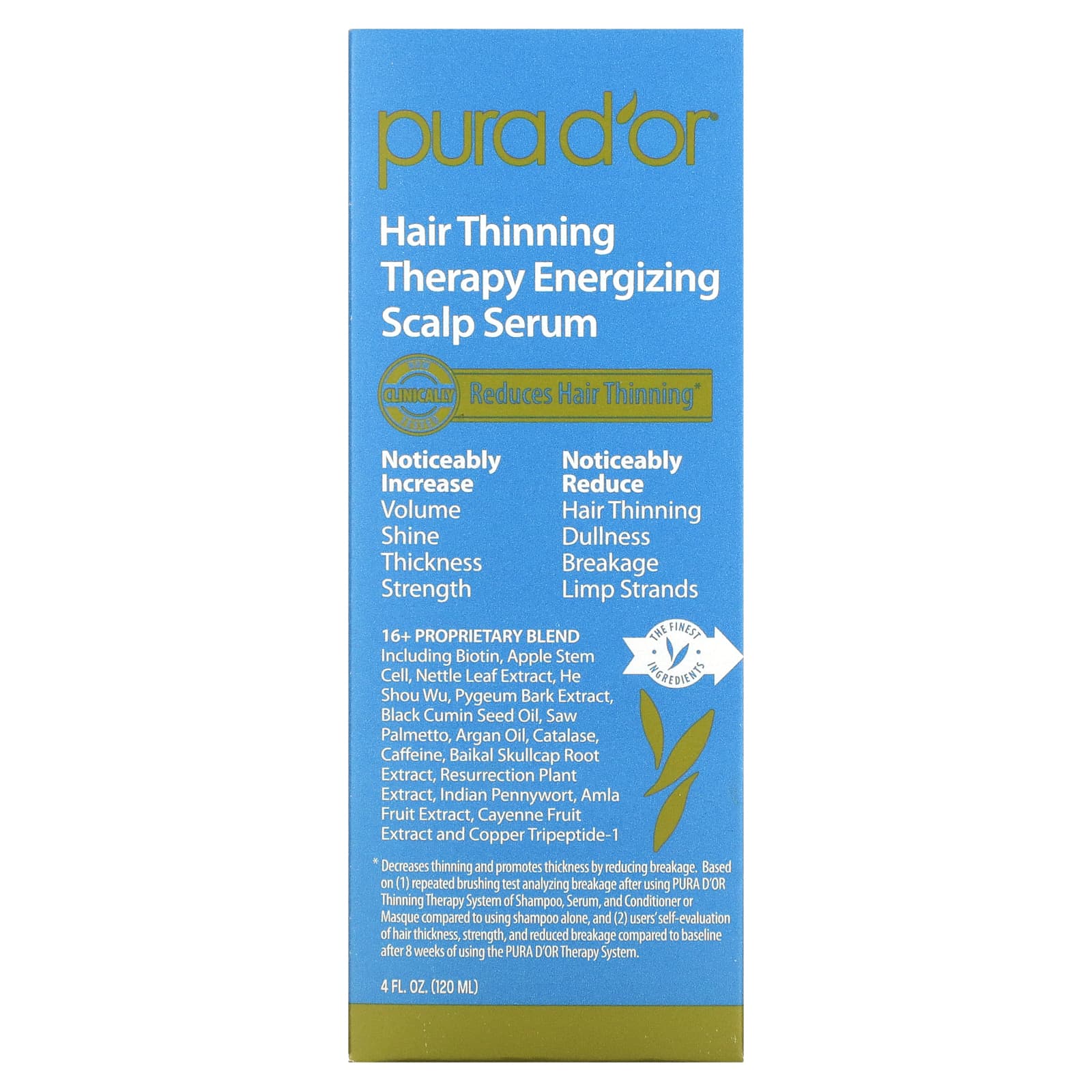 Purador hair thinning serum hair thinning therapy and damaged hair treatment - 4 fl oz (120 ml)
